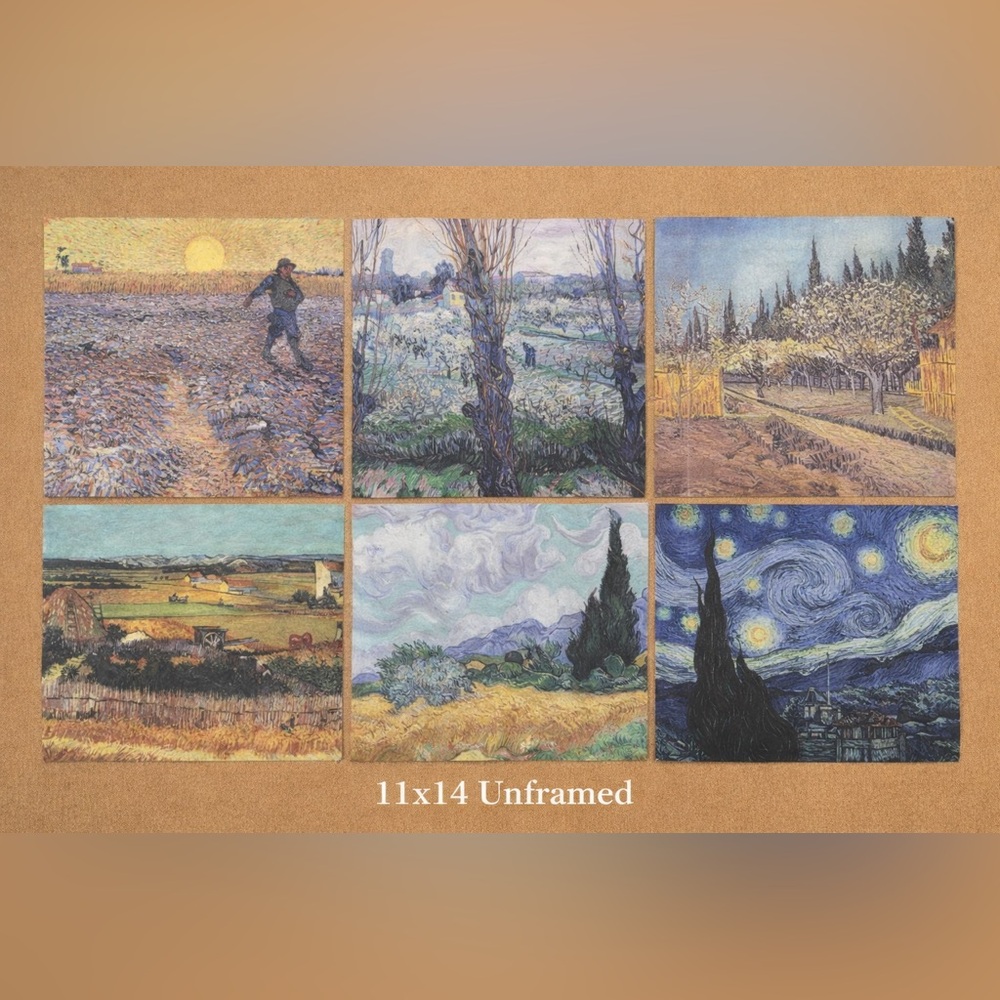 6 Pack Unframed Canvas Van Gogh Canvas Wall Art Paintings Starry Night &More